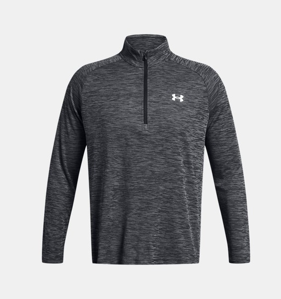 Siyah Erkek UA Tech Textured 1/2 Fermuarlı Uzun Kollu T-shirt
