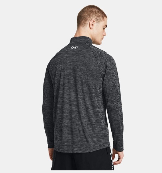 Siyah Erkek UA Tech Textured 1/2 Fermuarlı Uzun Kollu T-shirt