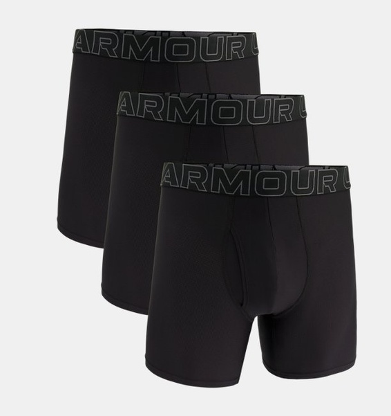 Siyah Erkek UA Performance Tech Mesh Solid 6" 3'lü Boxer