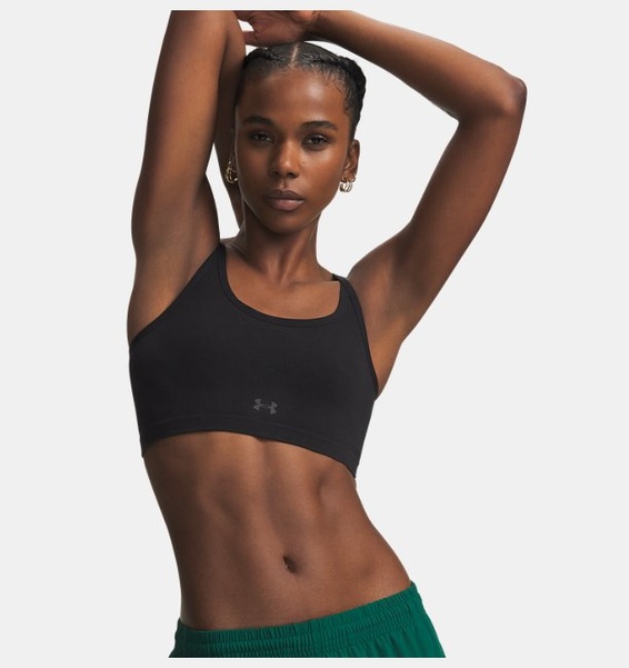 Siyah Kadın UA Seamless Cotton Low Spor Sütyeni