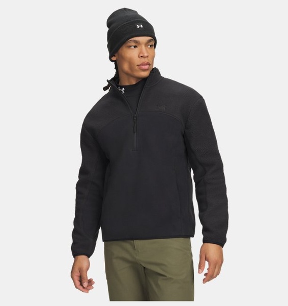 Siyah Erkek UA CGI Basecamp Yarım Fermuarlı Fleece Sweatshirt