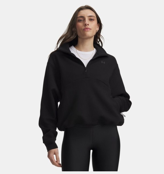 Siyah Kadın UA Unstoppable Fleece Yarım Fermuarlı Sweatshirt