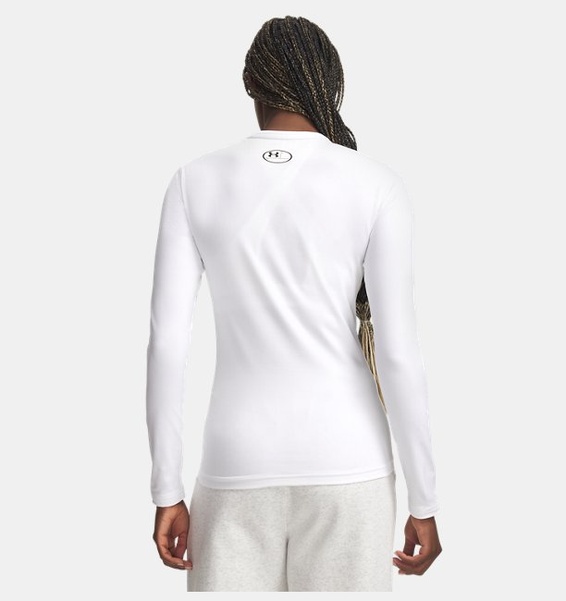 Beyaz Kadın UA Coldgear Crew Uzun Kollu T-Shirt
