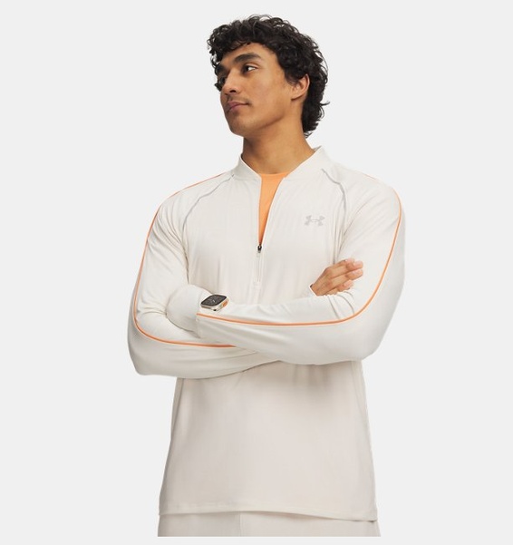 Kahverengi Erkek UA Velociti Yarım Fermuarlı Uzun Kollu T-Shirt