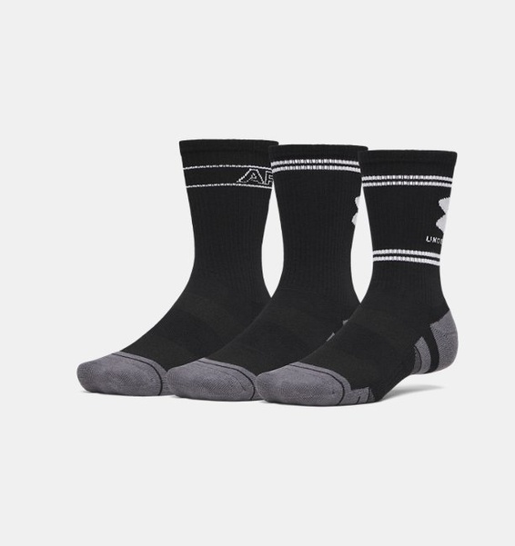 Siyah Unisex UA Perf Tech 3'lü Crew Çorap