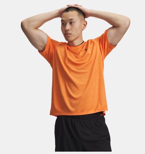 Turuncu Erkek UA Tech Textured Kısa Kollu T-shirt