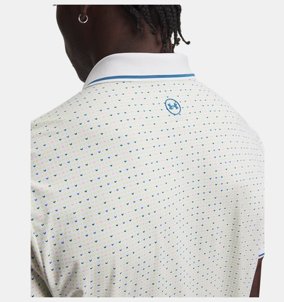 Beyaz Erkek UA Armourdry Print Rib Polo T-shirt