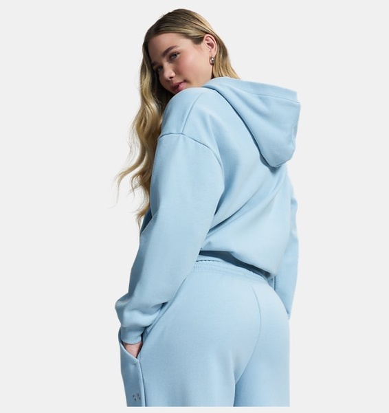 Gri Kadın UA Icon Fleece Yarım Fermuarlı Kapüşonlu Sweatshirt