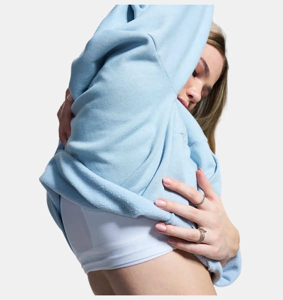 Gri Kadın UA Icon Fleece Yarım Fermuarlı Kapüşonlu Sweatshirt