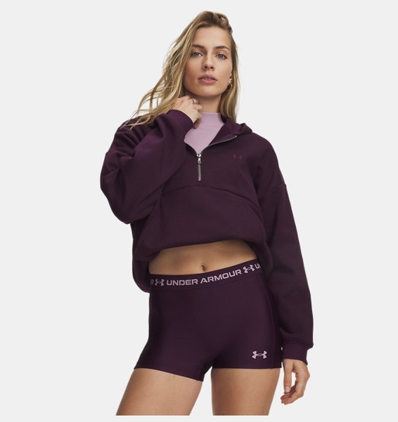 Mor Kadın UA Icon Fleece Yarım Fermuarlı Kapüşonlu Sweatshirt