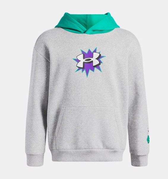 Gri Erkek Çocuk UA Rival Fleece Graphics Hd Sweatshirt