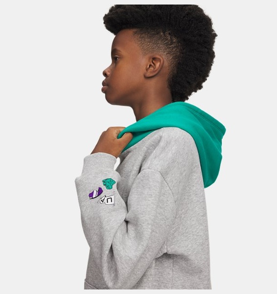 Gri Erkek Çocuk UA Rival Fleece Graphics Hd Sweatshirt