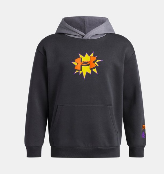 Gri Erkek Çocuk UA Rival Fleece Graphics Hd Sweatshirt