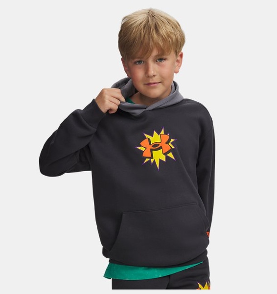 Gri Erkek Çocuk UA Rival Fleece Graphics Hd Sweatshirt