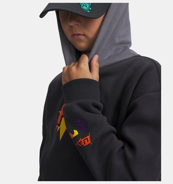 Gri Erkek Çocuk UA Rival Fleece Graphics Hd Sweatshirt