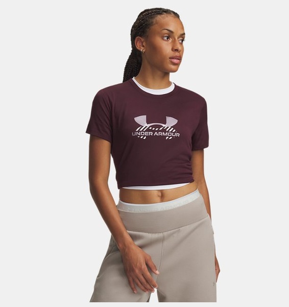 Kırmızı Kadın UA Tech Branded Kısa Kollu T-shirt