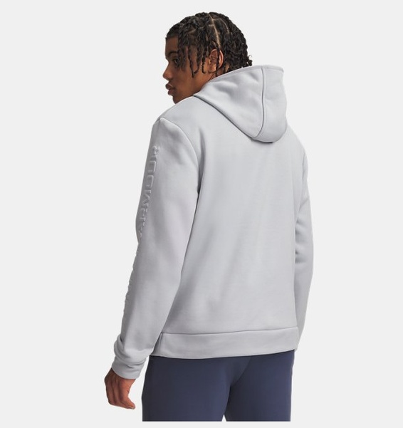 Gri Erkek UA Armour Fleece Emboss Hoodie Sweatshirt
