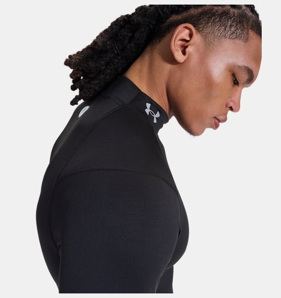 Siyah Erkek UA Coldgear Elite Compression Mock Uzun Kollu T-Shirt