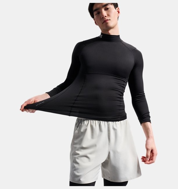 Siyah Erkek UA Coldgear Elite Compression Mock Uzun Kollu T-Shirt