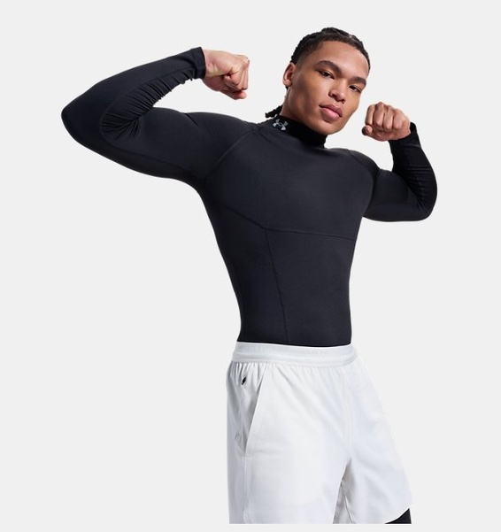 Siyah Erkek UA Coldgear Elite Compression Mock Uzun Kollu T-Shirt