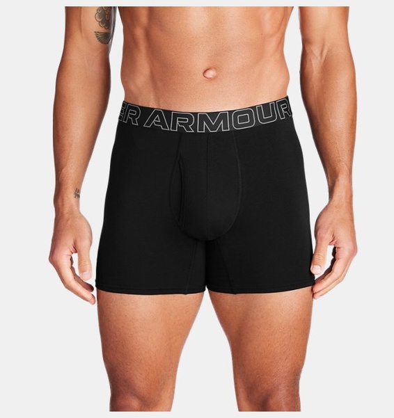 Siyah Erkek UA Performance Cotton 6" 3'lü Boxer