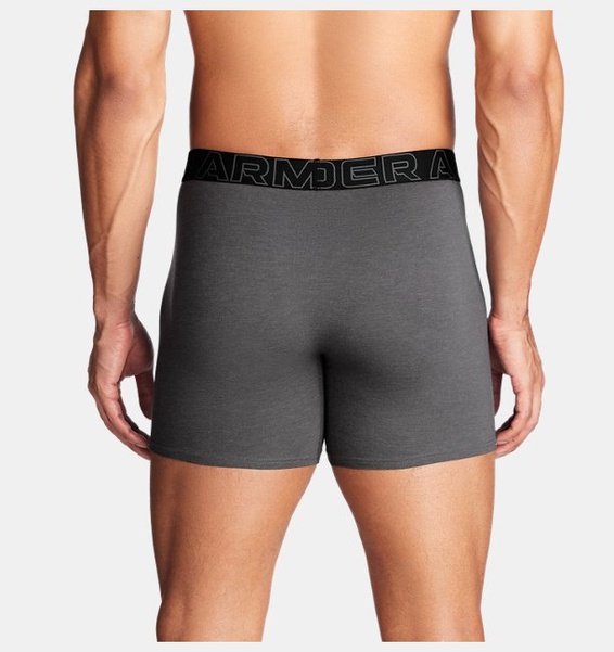 Gri Erkek UA Performance Cotton 6" 3'lü Boxer