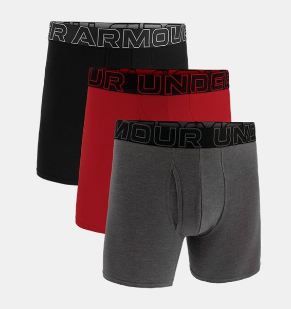 Gri Erkek UA Performance Cotton 6" 3'lü Boxer