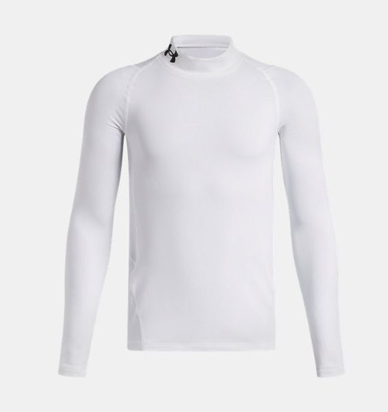 Beyaz Erkek Çocuk ColdGear® Armour Mock Uzun Kollu T-shirt