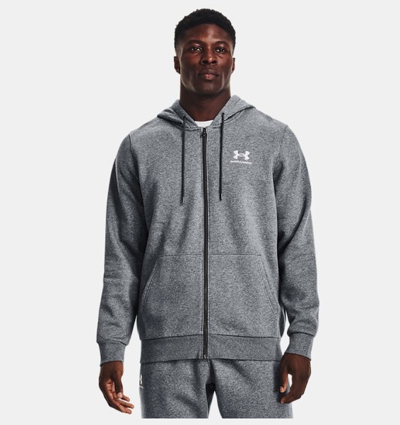 Gri Erkek UA Icon Fleece Tam Fermuarlı Kapüşonlu Üst