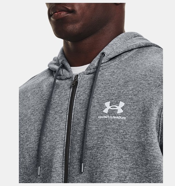 Gri Erkek UA Icon Fleece Tam Fermuarlı Kapüşonlu Üst