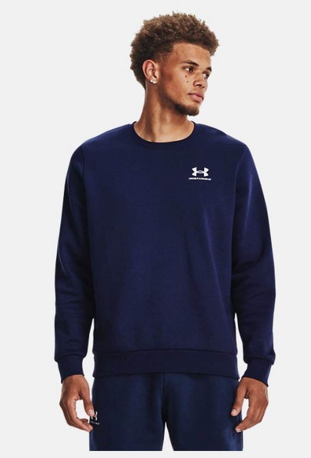 Erkek UA Icon Fleece Bisiklet Yaka Sweatshirt Mavi