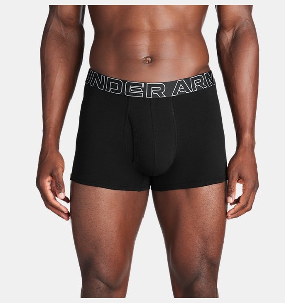 Siyah Erkek UA Performance Cotton 3" 3'lü Boxer