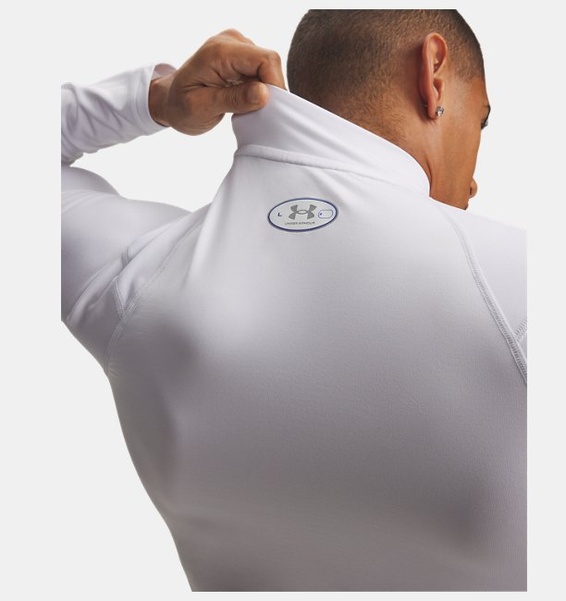 Beyaz Erkek UA Coldgear Elite Compression Mock Uzun Kollu T-Shirt