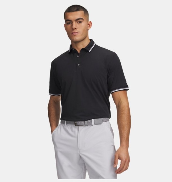 Siyah Erkek UA Armourdry Rib Polo T-shirt