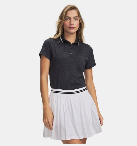 Siyah Kadın UA Armourdry Jacquard Polo T-shirt