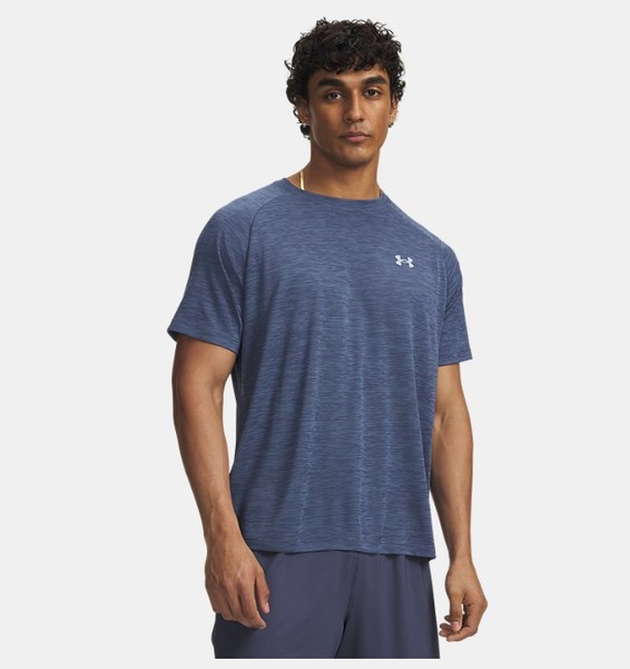 Gri Erkek UA Tech Textured Kısa Kollu T-shirt