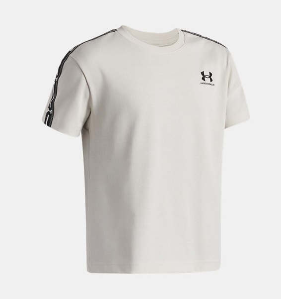 Beyaz Erkek Çocuk UA Icon Taped Kısa Kollu T-shirt