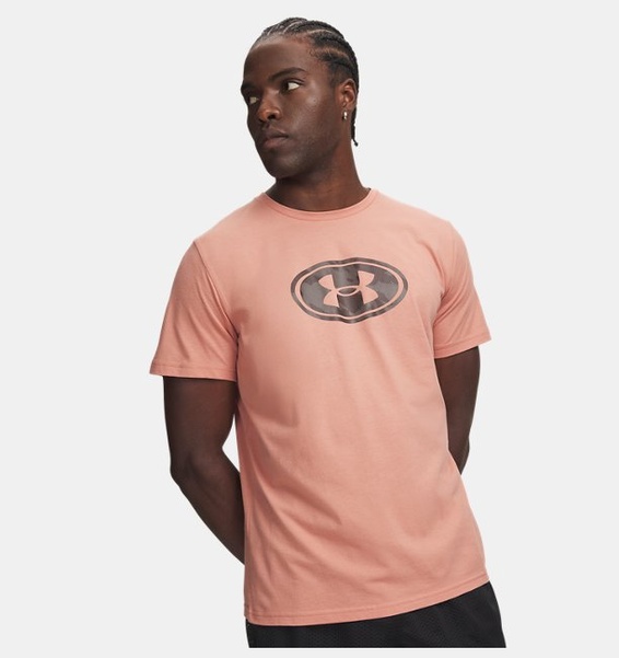 Pembe Erkek UA Lockertag Print Kısa Kollu T-shirt