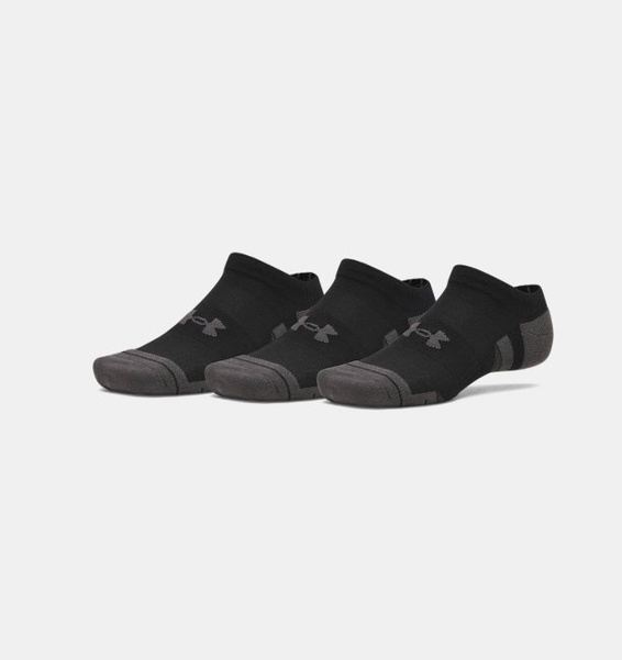 Siyah Unisex UA Perf Tech 3'lü No Show Çorap