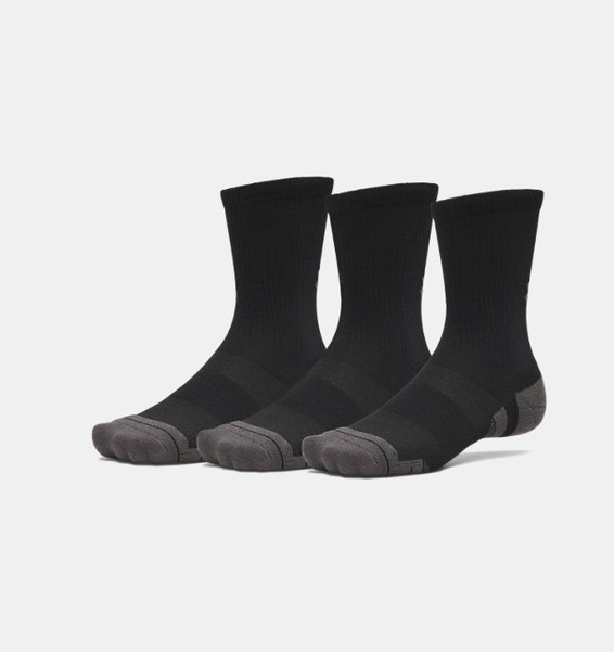 Siyah Unisex UA Perf Tech 3'lü Crew Çorap