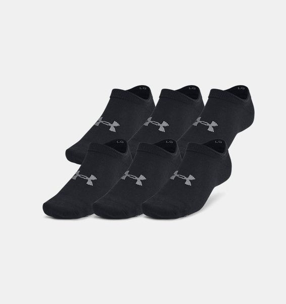 Siyah Unisex UA Essential No Show 6'lı Çorap