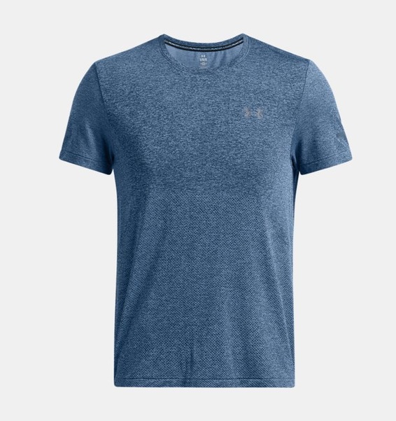 Mavi Erkek UA Dikişsiz Stride Kısa Kollu T-shirt