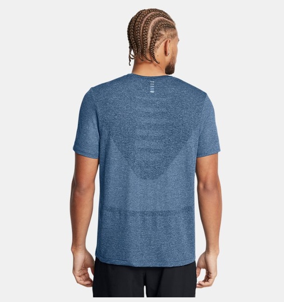 Mavi Erkek UA Dikişsiz Stride Kısa Kollu T-shirt