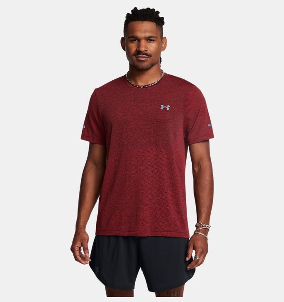 Kırmızı Erkek UA Dikişsiz Stride Kısa Kollu T-shirt