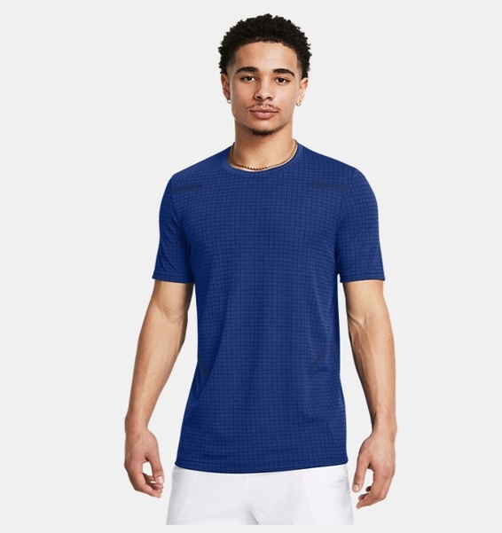 Mavi Erkek UA Vanish Dikişsiz Grid Kısa Kollu T-shirt