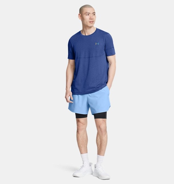 Mavi Erkek UA Vanish Elite Dikişsiz Kısa Kollu T-shirt