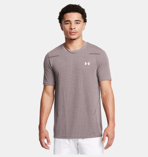 Gri Erkek UA Vanish Dikişsiz Grid Kısa Kollu T-shirt