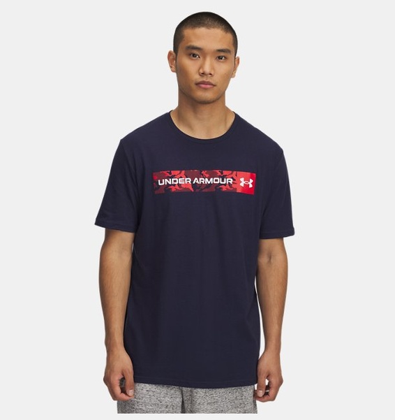 Lacivert Erkek UA Camo Chest Stripe Kısa Kollu T-shirt