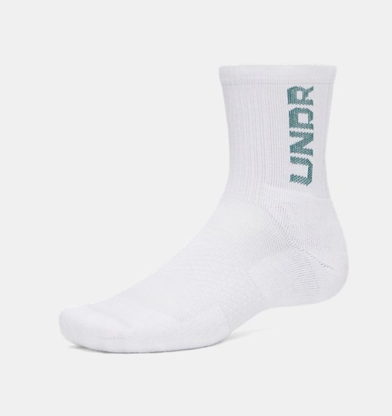 Beyaz Unisex UA 3-Maker 3’lü Paket Mid-Crew Çorap