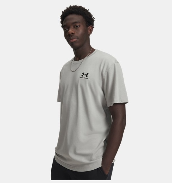 Gri Erkek UA LOGO EMB Heavyweight Kısa Kollu T-shirt